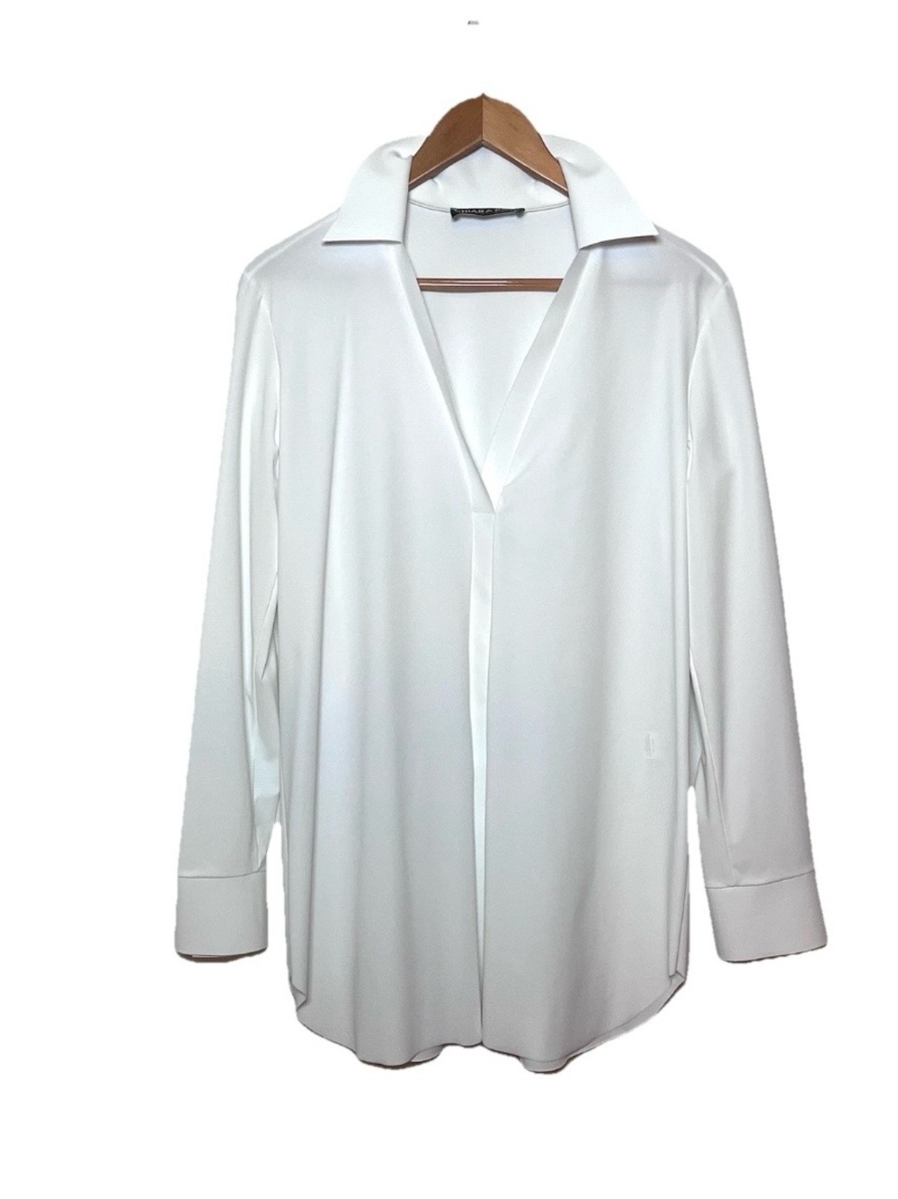Chiara Boni La Petite Robe White Stretch Blouse Italy Size 46 US10 Travel Fabric